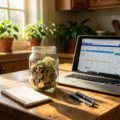 Tracker budget défi épargne 50€ posé sur une table avec un stylo et un carnet