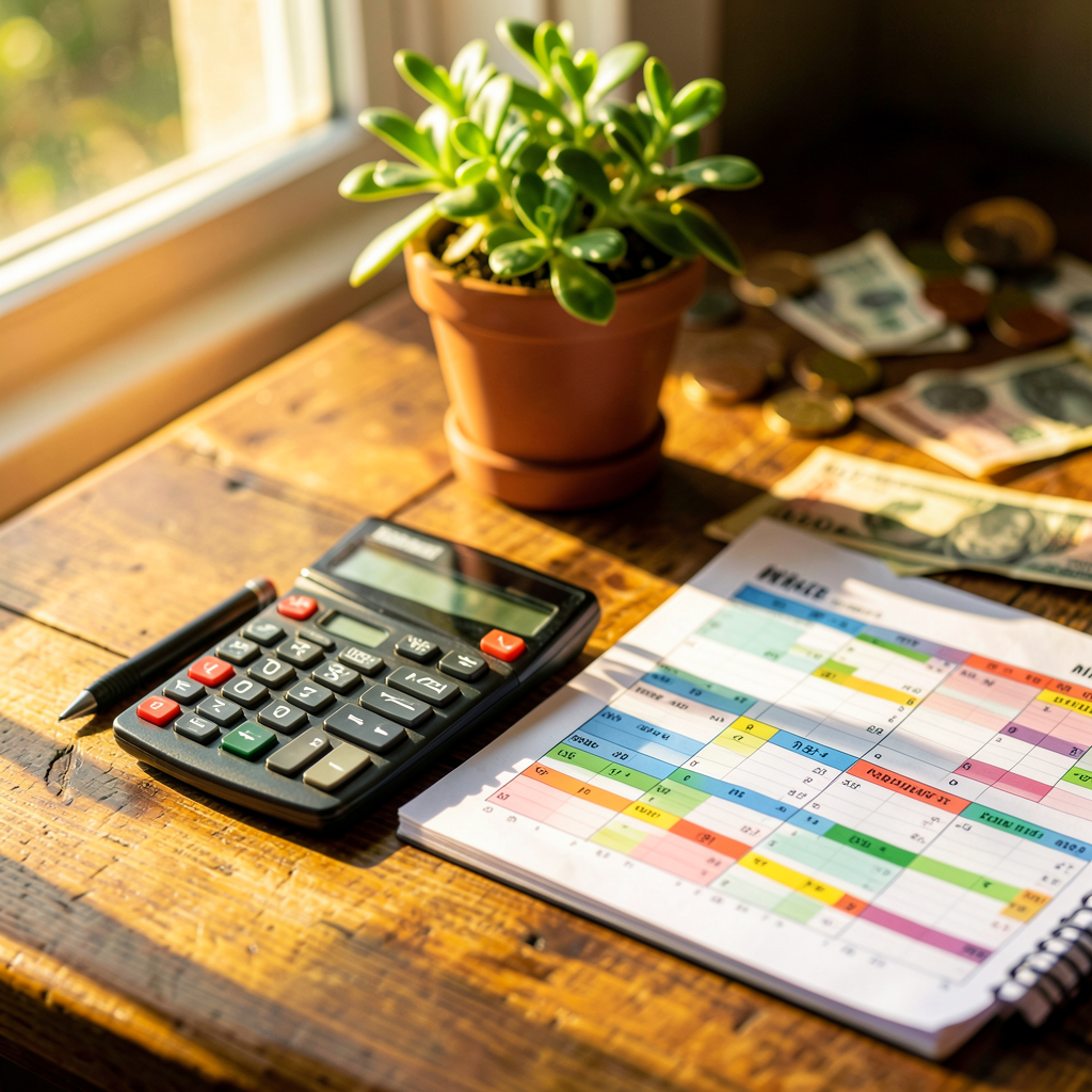 Tableau de suivi des dépenses et d'épargne posé sur une table — habitudes financières du quotidien
