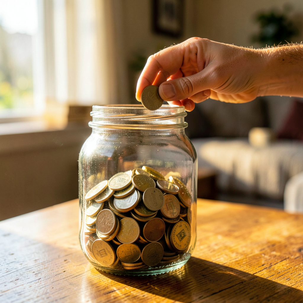 Carnet de gestion budget ouvert sur une table avec une tirelire, illustrant une astuce pour économiser de l'argent