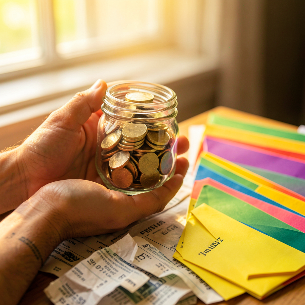 Femme consultant son budget sur une appli pour apprendre à économiser son argent chaque mois
