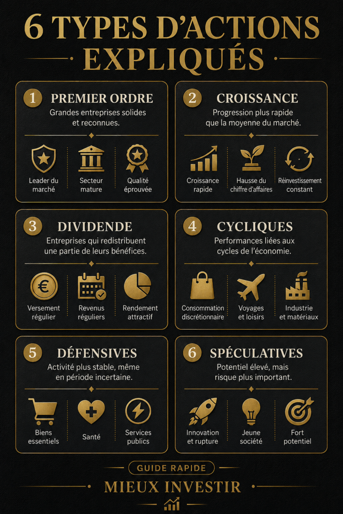 Dessin illustratif des différents types d'actions financières