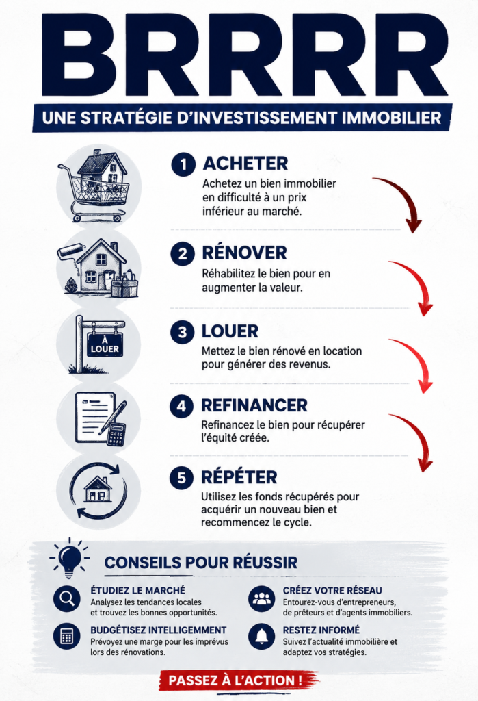 Stratégie BRRRR pour investir dans l'immobilier avec succès.