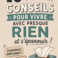 Femme souriante consultant des astuces pour économiser de l'argent au quotidien.
