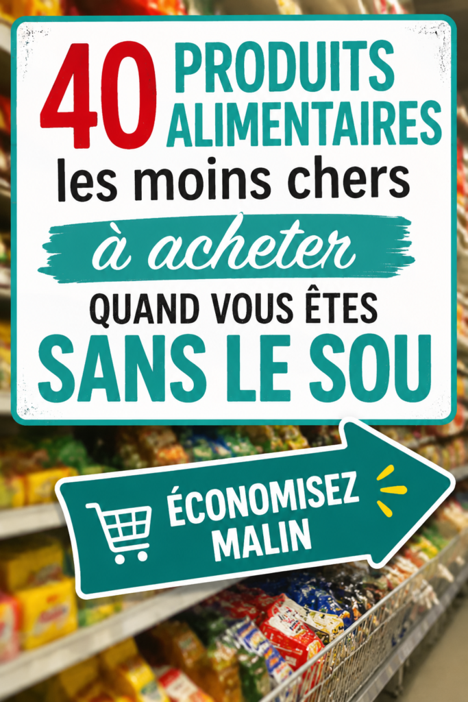 Sélection d'aliments frais, secs et en conserve pour un budget serré.