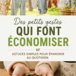 Illustration d'une femme souriante examinant ses finances avec des astuces pour économiser