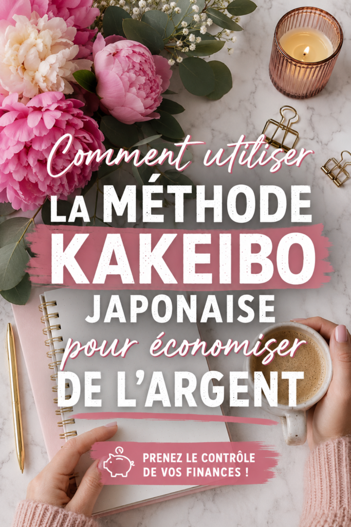 Un carnet Kakeibo ouvert avec des notes et des calculs d'économies.
