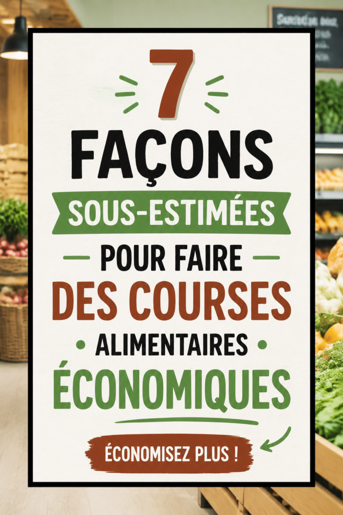 Femme souriante faisant ses courses avec un caddie plein de produits frais.