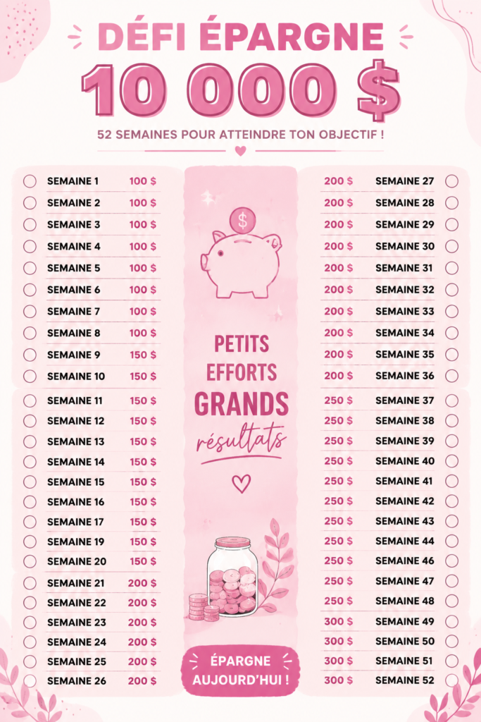 Femme souriante avec des économies représentant son défi d'épargne de 10 000 €