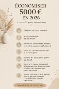 Femme souriante vérifiant son budget et planifiant ses économies pour 2026.