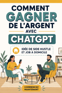 Utilisatrice de ChatGPT travaillant sur son ordinateur à domicile pour gagner de l'argent