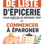Femme tenant une liste de courses dans un supermarché, cherchant à économiser de l'argent.