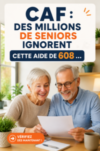 Seniors découvrant les aides financières disponibles, notamment l'aide de 608 €.