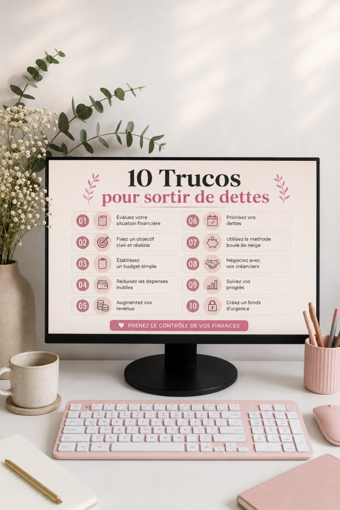 Femme souriante avec un carnet et un calculateur, planifiant ses finances personnelles.