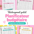 Un modèle de budget imprimable sur une table avec du matériel de bureau.