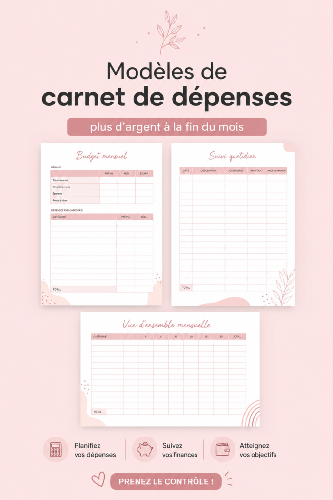 Une image d'un cahier de comptes sur une table avec un stylo, symbolisant la gestion des dépenses.