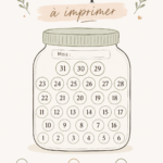 Impression d'outils pour un défi sans dépenses, designer avec des couleurs apaisantes et des espaces pour noter les progrès.