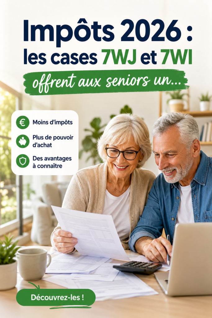 Un document de déclaration d'impôt sur une table, représentant les cases 7WJ et 7WI pour les seniors.