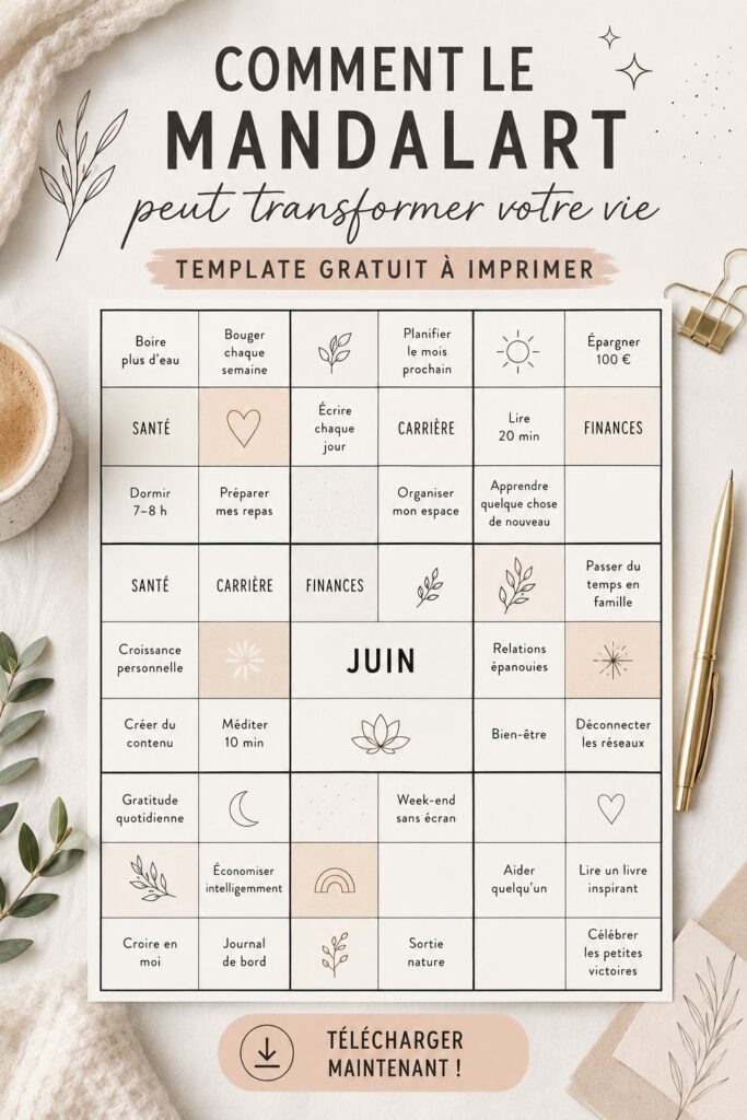 Un diagramme Mandalart illustrant comment planifier ses finances personnelles.