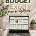 Modèle de budget Excel avec des graphiques colorés et des champs de dépenses.