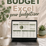 Modèle de budget Excel avec des graphiques colorés et des champs de dépenses.