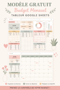 Modèle de budget mensuel gratuit sur Google Sheets pour les finances personnelles.