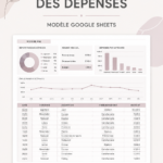 Modèle de suivi des dépenses mensuelles sur Google Sheets affiché sur un écran d'ordinateur.