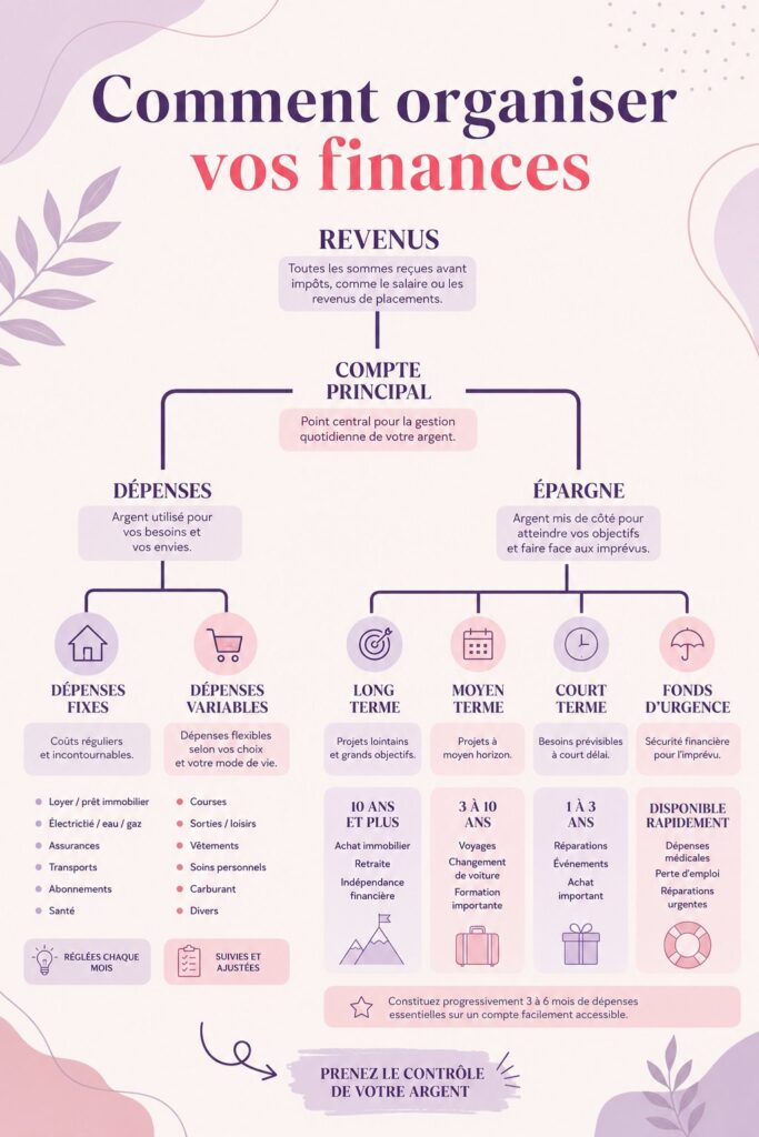 Femme organisant ses finances sur un ordinateur portable avec des notes à côté.