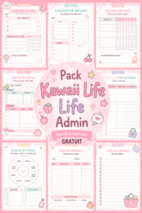 Planificateur kawaii imprimable avec designs colorés et motivants pour une organisation personnelle agréable.