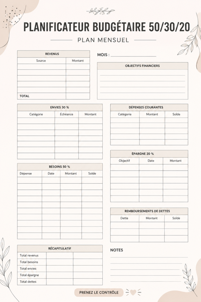 Une femme souriante utilise un planner financier pour organiser son budget