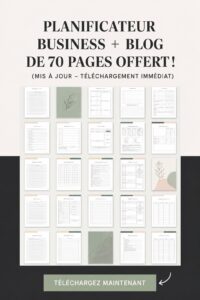 Un planner business disponible gratuitement avec des feuilles pour organiser vos tâches et projets.