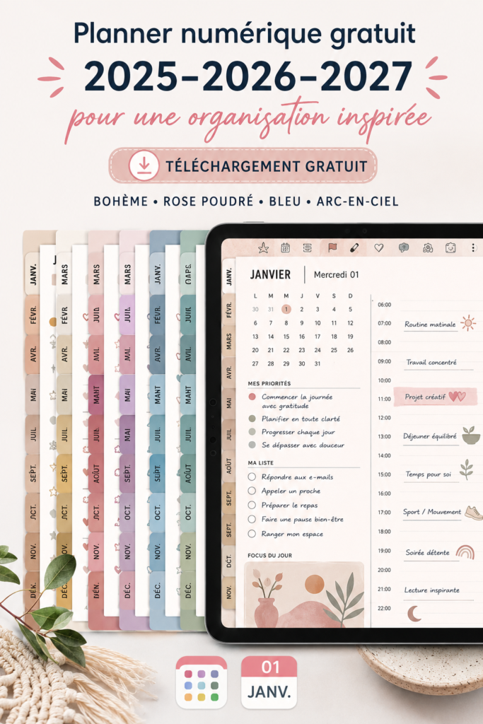 Planner digital coloré pour une meilleure organisation des finances personnelles.