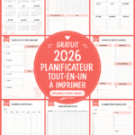 un planner 2026 coloré posé sur un bureau avec des stylos