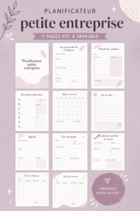 Image d'un planner ouvert avec des notes et des outils de travail, idéal pour la gestion d'une petite entreprise.