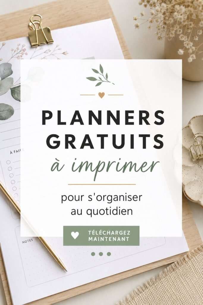 Image de planners gratuits à imprimer sur une table,idéaux pour organiser votre quotidien.