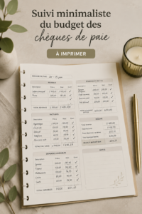 Modèle minimaliste de suivi de budget pour les chèques de paie