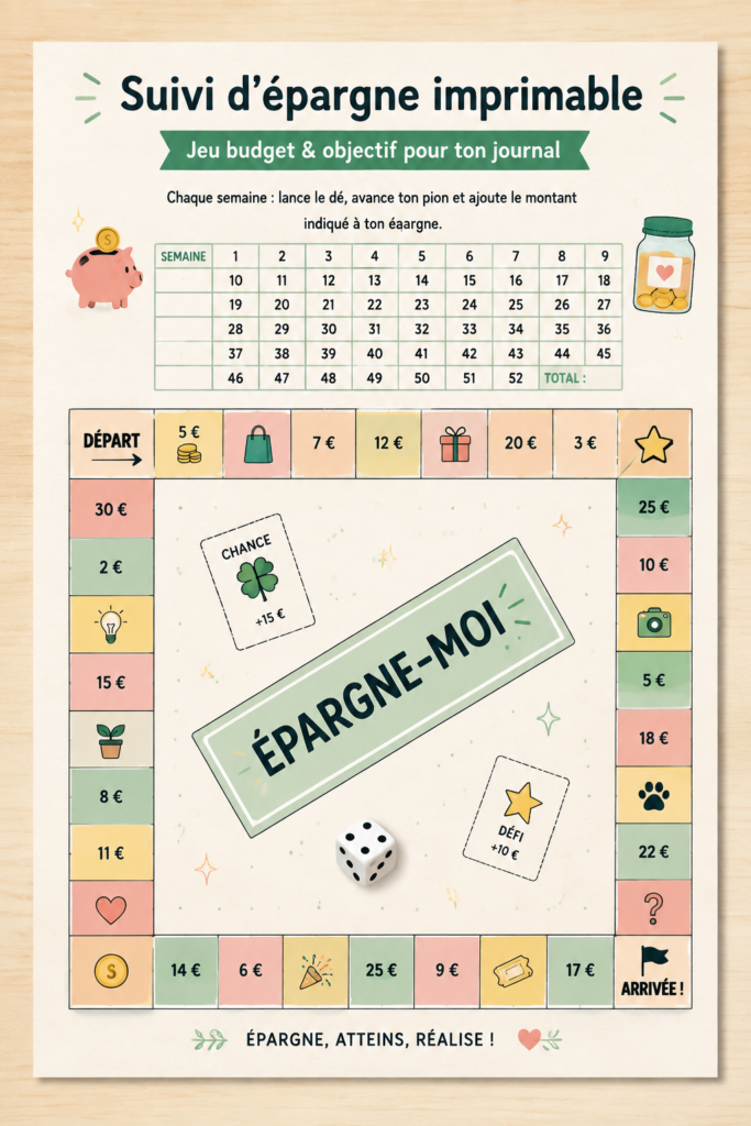 Femme utilisant un tracker d'économies dans son journal, avec des graphiques colorés.