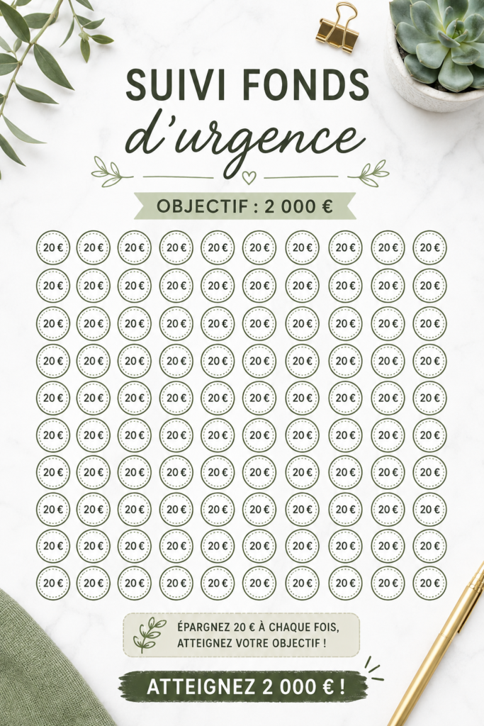 Une femme souriante utilise un tracker d'économies pour son fonds d'urgence.