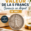 5 francs Semeuse de 1963 posée sur un fond neutre, illustrant une pièce de monnaie historique.