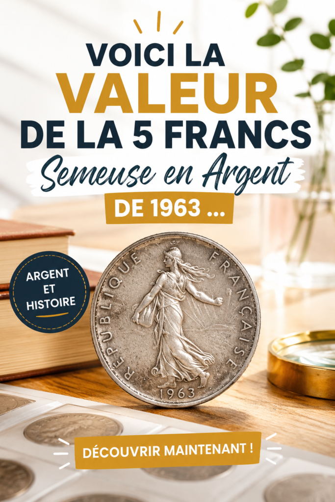 5 francs Semeuse de 1963 posée sur un fond neutre, illustrant une pièce de monnaie historique.