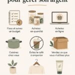 Une femme souriante examinant ses finances avec un carnet et un stylo, adoptant une approche minimaliste.