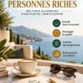 Femme souriante consultant un budget maison avec une tasse de café