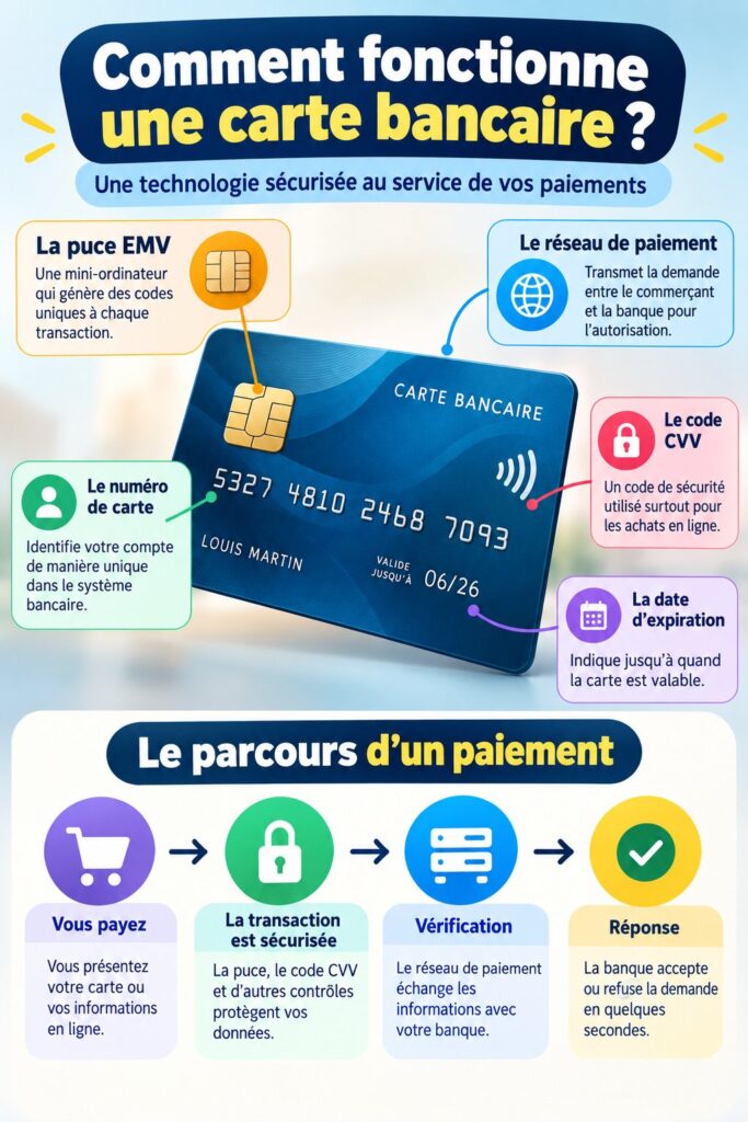 Carte de crédit posée sur un bureau avec des billets et pièces de monnaie