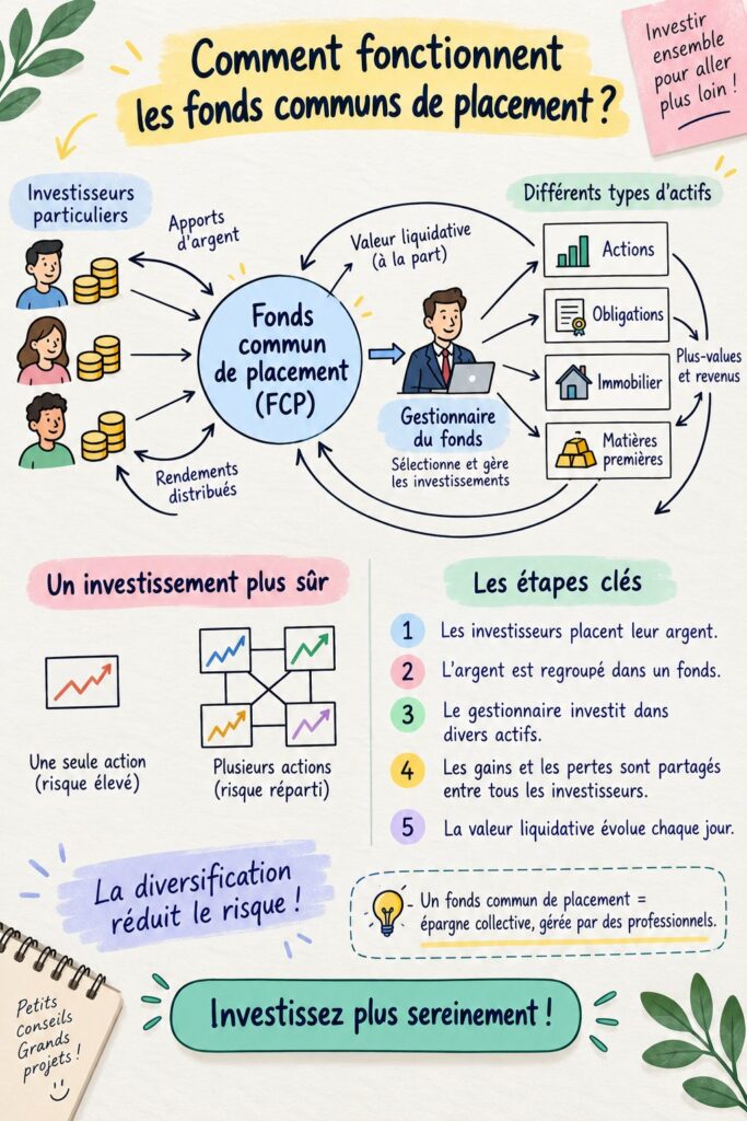 Une femme examinant des documents financiers et des graphiques sur son ordinateur, illustrant les fonds communs de placement.