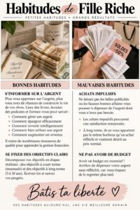 Femme souriante avec un carnet de notes, illustrant des habitudes financières positives.