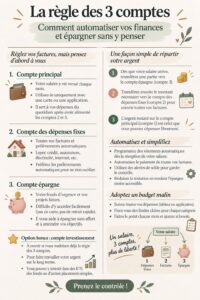 Graphique illustrant la règle des 3 comptes pour la gestion financière