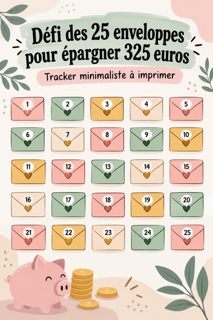 Femme souriante en train de gérer ses finances avec des enveloppes pour le défi des 25 enveloppes.