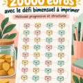 Un plan d'épargne bimensuel à imprimer sur une table, symbolisant le défi d'économiser 20 000 euros.