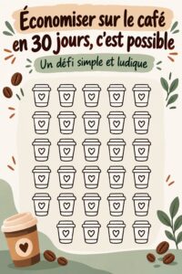 Image d'une tasse de café savoureux avec un carnet de suivi des économies.