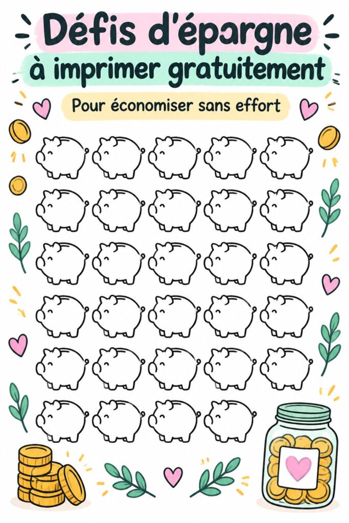 Femme souriante utilisant des outils d'économies sur un bureau, hopant pour un défi financier.