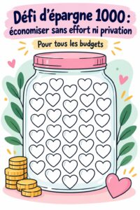 Femme souriante réfléchissant à ses économies sur un carnet